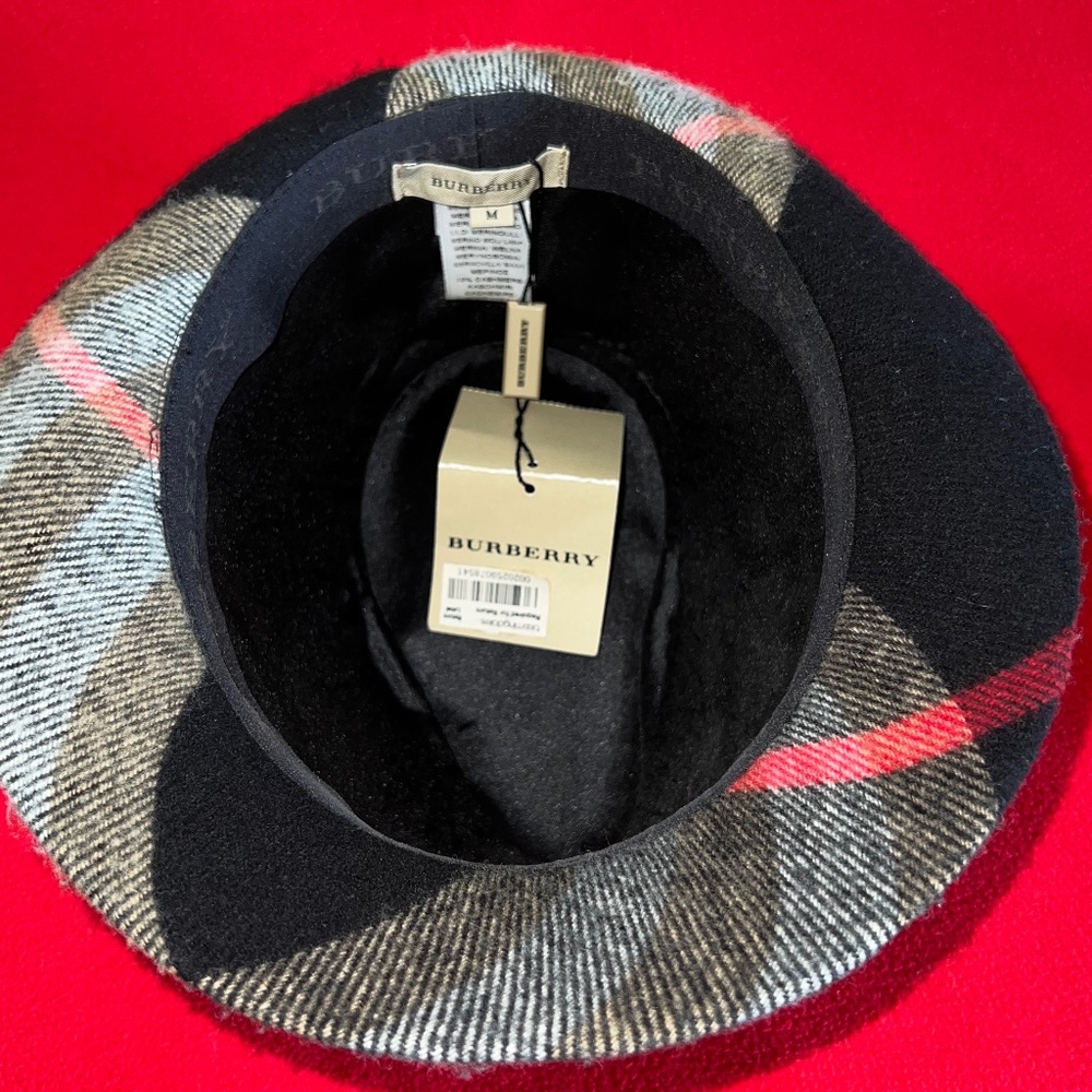 Burberry Fedora Hat Nova Check Plaid Wool Cashmere Mens M or Women M/L NWT - Picture 5 of 6
